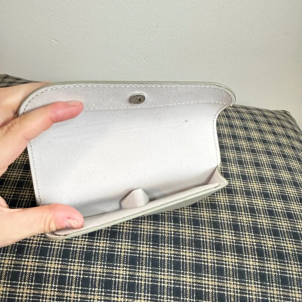 Giorgio Armani Luxury Leather Magnetic Snap Sunglasses Case Size OS Cream